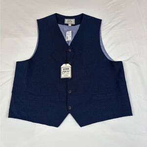 NWT Jos. A. Bank Men's Suit Vest Size 1X Big Navy Blue 1X Button Front 1905